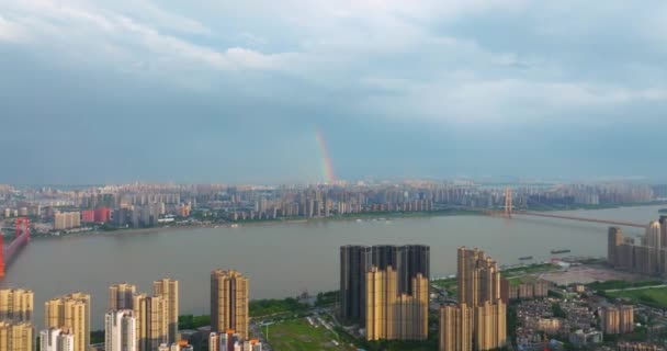 Punto Riferimento Della Città Wuhan Paesaggi Skyline — Video Stock