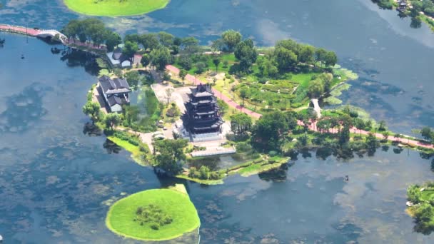Sommarlandskap Ziyang Lake Park Wuhan — Stockvideo