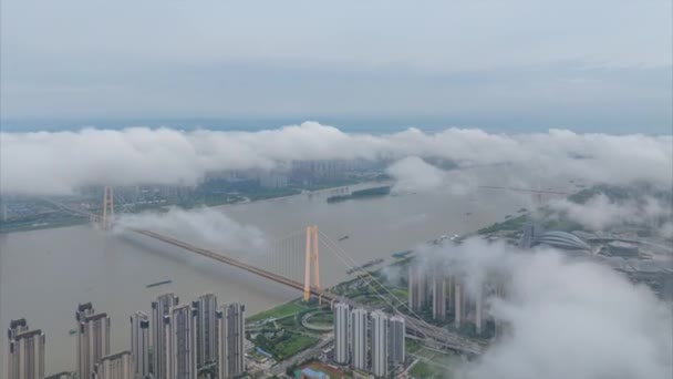 Wuhan City Punkt Orientacyjny Skyline Krajobrazy — Wideo stockowe