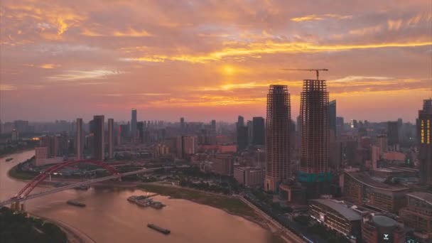 Wuhan City Látnivalói Skyline Tájak — Stock videók