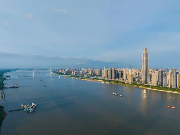 stock image Wuhan CBD high -rise landmark skyline scenery