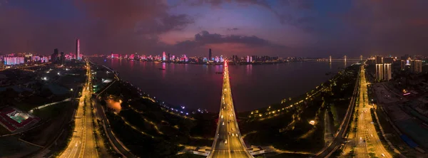 Wuhan Yangtze Folyó Han Folyó Város Négy Partján Látványos Kilátást — Stock Fotó