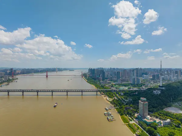 Rio Wuhan Yangtze Rio Han Nas Quatro Margens Marco Cidade — Fotografia de Stock