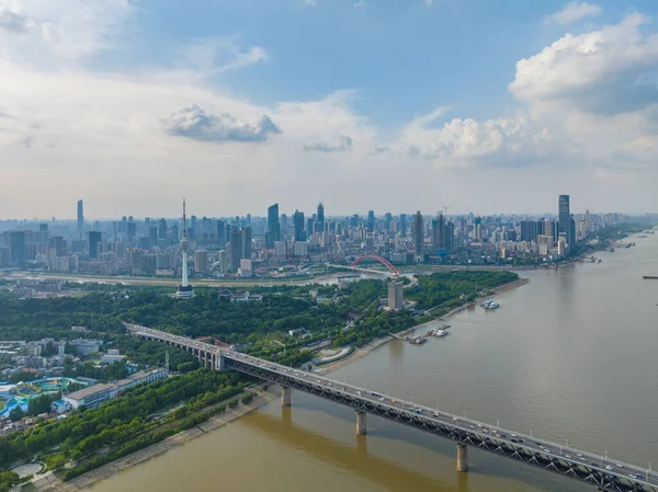 stock image Wuhan Yangtze River and Han River on the four banks of the city landmark skyline scenery