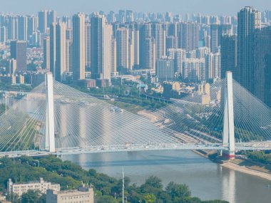 Wuhan Yuehu Han Nehri Köprüsü manzarası