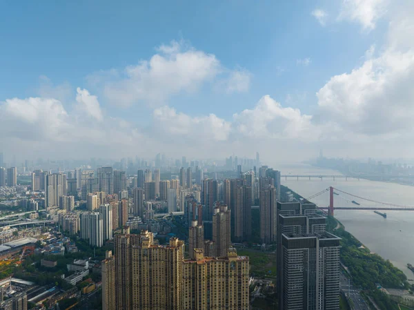 Wuhan Summer City Landmark Skyline Krajobrazy — Zdjęcie stockowe