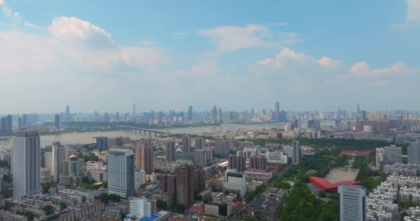 Wuhan Summer City Landmark Dan Skyline Scenery — Stok Video