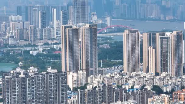 Wuhan Summer City Látnivaló Skyline Táj — Stock videók