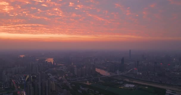 Wuhan Summer City Landmärke Och Skyline Scenery — Stockvideo