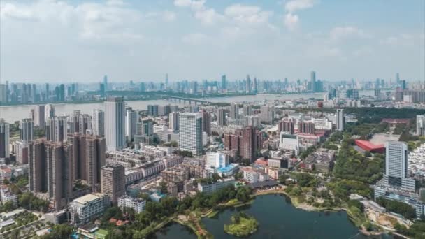 Wuhan Summer City Landmark Skyline Scenery — Stock Video