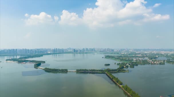 Zomer Natuur Van Wuhan East Lake Scenic Area — Stockvideo