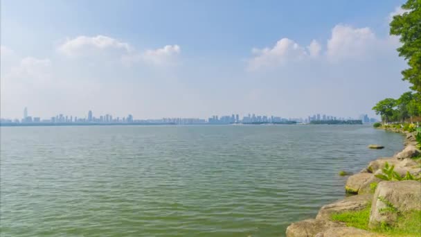 Sommer Natürliche Landschaft Von Wuhan East Lake Scenic Area — Stockvideo
