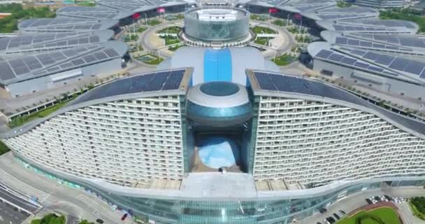 Vista Aérea Del Centro Internacional Exposiciones Wuhan — Vídeos de Stock