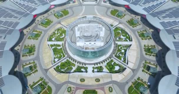 Вид Воздуха Уханьский Международный Выставочный Центр — стоковое видео