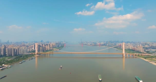 Plage Rivière Wuhan Paysage Pont Rivière Yangtze — Video