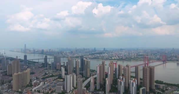 Wuhan River Beach Yangtze River Bridge Scenérie — Stock video