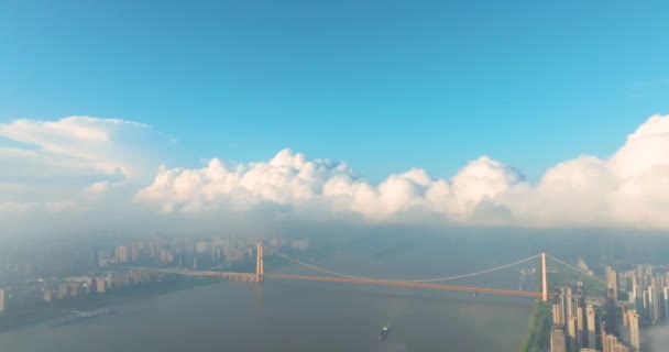 Wuhan River Beach Jangcy River Bridge Dekoracje — Wideo stockowe