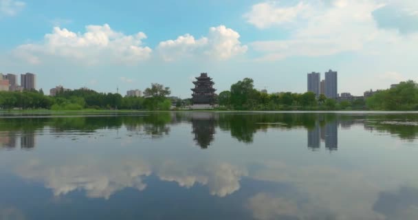 Wuhan Ziyang Lake Park Scenérie — Stock video