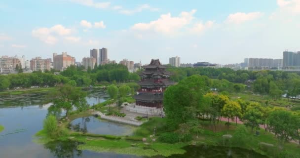Wuhan Ziyang Lake Park Landschap — Stockvideo