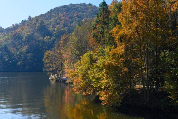 Wuhan Mu Lan Tianchi Manzarası Sonbahar Sonbaharı Sahnesi
