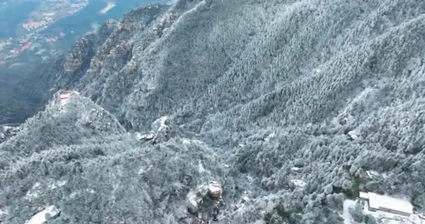 Scena Neve Invernale Lushan Mountain National Park Scenic Area Jiujiang — Video Stock
