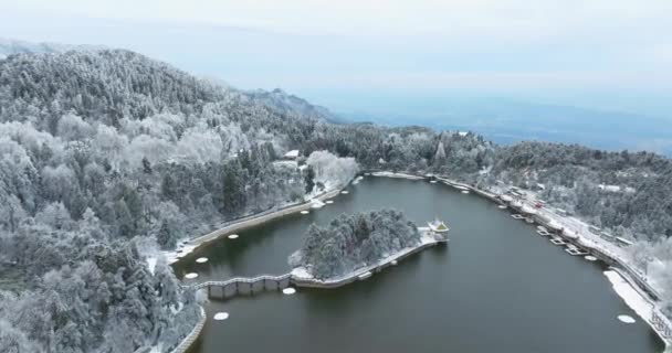 中国江西九江洛山路国家公园风景区冬季雪景 — 图库视频影像