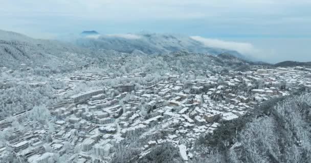 中国江西九江洛山路国家公园风景区冬季雪景 — 图库视频影像