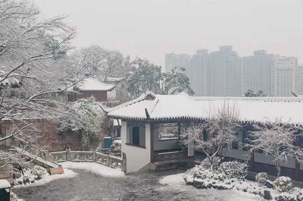 Snow view of Wuhan Yellow Crane Tower Park