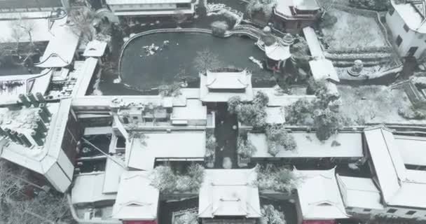 Vedere Zăpadă Parcului Wuhan Yellow Crane Tower — Videoclip de stoc