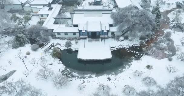 Wuhan East Lake Śliwka Ogród Śnieg Dekoracje — Wideo stockowe