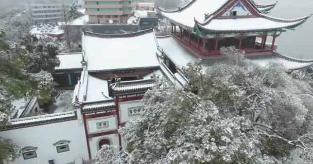 Città Wuhan Punto Riferimento Paesaggio Paesaggio Neve — Video Stock