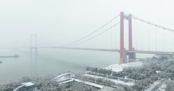Città Wuhan Punto Riferimento Paesaggio Paesaggio Neve — Video Stock