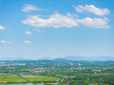 Huangshi, Hubei 'deki Baoan Gölü Wetland Parkı' nın yaz manzarası