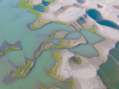 Tianxing Bölgesi plaj manzarası, Wuhan Yangtze Nehri, Çin