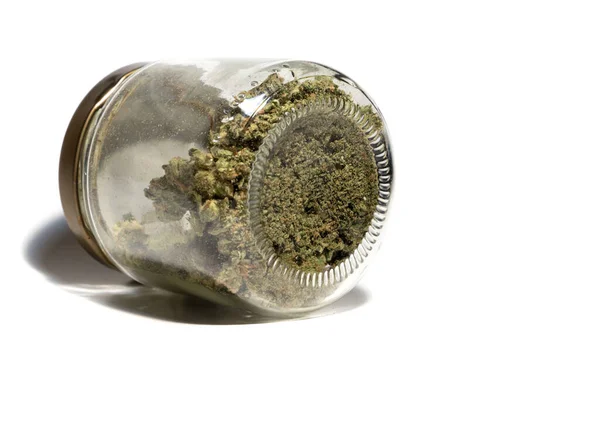 Jar Cannabis Flower Marihuana Bud — Stock fotografie