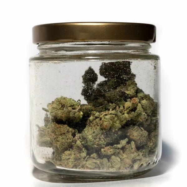 Jar Cannabis Flower Marijuana Bud — Stock Photo, Image