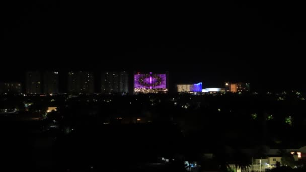 Time Lapse View Neon Lights Buildings Night — Stock Video