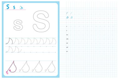 Evde ve okulda çocuklar için eğitici alfabe aktiviteleri yazmak. Öğretmenler için çalışma listesi, veli vektör dosyası