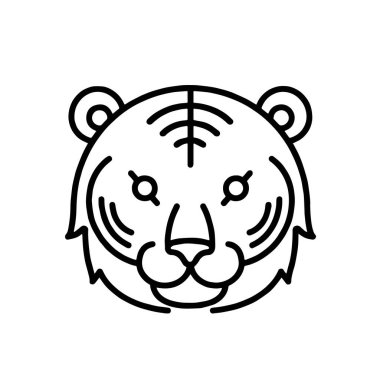 Kaplan yüzlü çizgi film beyaz vektör çiziminde izole edildi