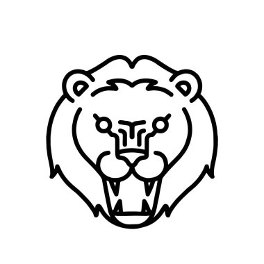 Aslan suratlı karikatür beyaz vektör çiziminde izole edildi