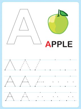 Evdeki ve okuldaki çocuklar için alfabe harfleri yazmak. Öğretmenler, veliler, vektör dosyası