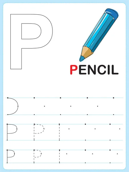 Escribir Letras Alfabéticas Actividades Educativas Para Niños Casa Escuela Hoja — Vector de stock