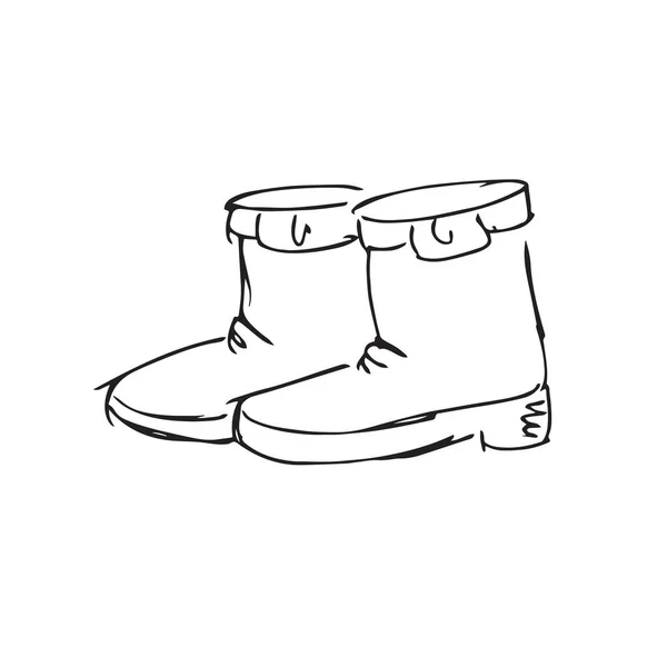 ブーツのペアの手描きベクターイラスト ドードルスタイル — ストックベクタ