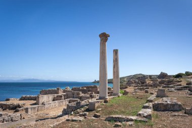 Ancient city Tharros located on the west coast of Sardinia, Italy clipart