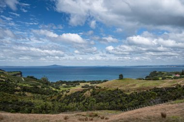 Shakespeare Bölgesel Parkı, Auckland, Yeni Zelanda 'dan olağanüstü Auckland manzarası