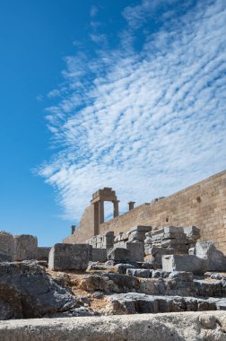 Lindos acropolis ruins on a sunny day captured in Greece clipart