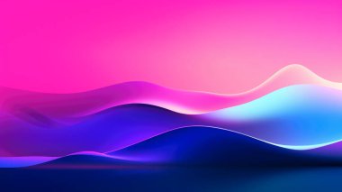 Parlak pembe, mor ve mor renkli çizgiler ve eğrilerin soyut tasarımını içeren canlı bir duvar kâğıdı ışık hareketi hissi yaratıyor..
