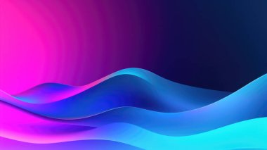 Pembe ve mor renkli kıvrımlı çizgilerin canlı, akışkan bir tasarımı ışık dalgaları ile sanatsal bir zemin oluşturur..