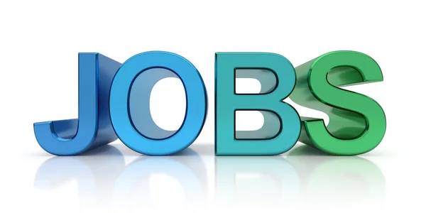 stock image 3d render of jobs word in green and blue letters over white background