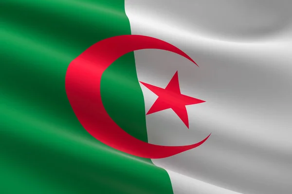 Algeriets Flagga Illustration Den Algeriska Flaggan Viftar — Stockfoto